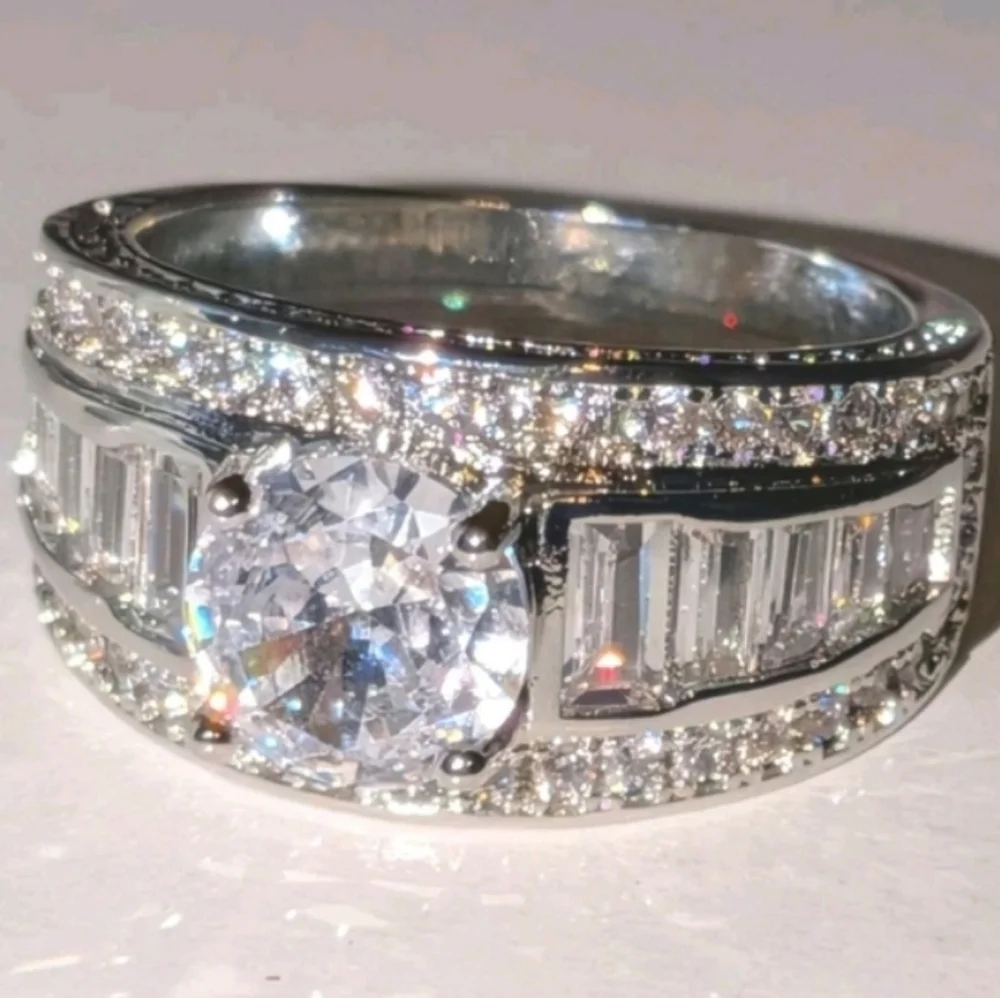 Classic Mens Dazzling 3ct Round Cut Lab Created diamond Engagement ring